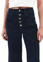 Bayan Lacivert Yüksek Bel Wide-Leg Pantolon