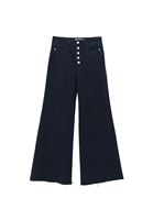 Bayan Lacivert Yüksek Bel Wide-Leg Pantolon