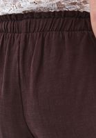 Bayan Kahverengi Keten Karışımlı Wide-Leg Pantolon
