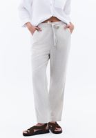 Bayan Çok Renkli Keten Karışımlı Carrot-Fit Pantolon