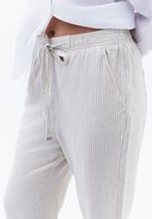 Bayan Çok Renkli Keten Karışımlı Carrot-Fit Pantolon