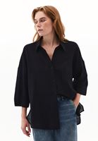 Women Black Linen Blend Oversized Shirt