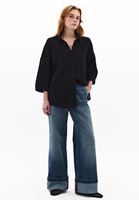 Women Black Linen Blend Oversized Shirt