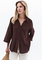 Women Brown Linen Blend Oversized Shirt