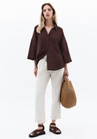 Women Brown Linen Blend Oversized Shirt