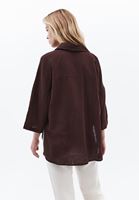 Women Brown Linen Blend Oversized Shirt