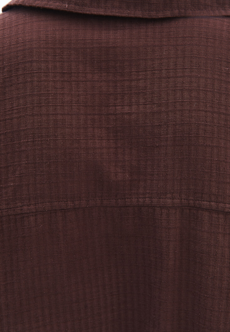 Women Brown Linen Blend Oversized Shirt