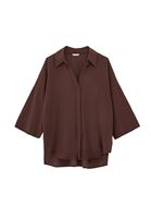 Women Brown Linen Blend Oversized Shirt