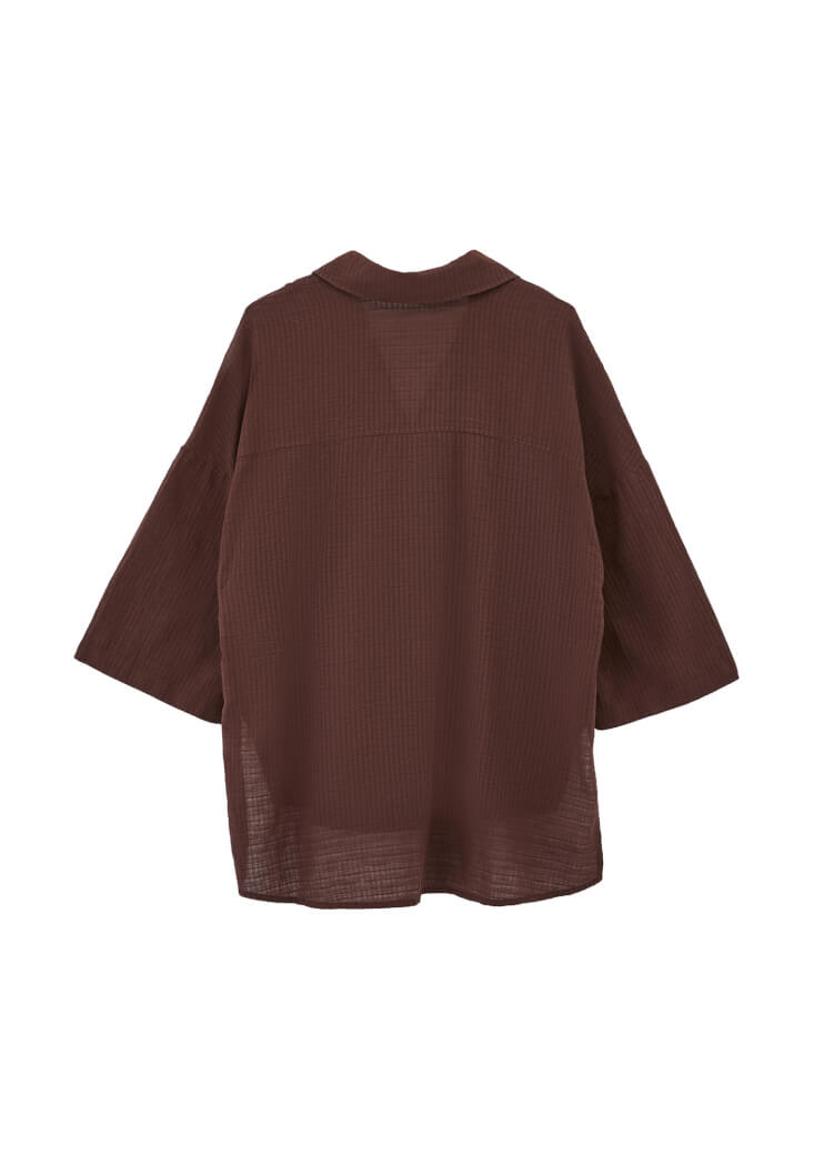 Women Brown Linen Blend Oversized Shirt
