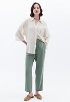 Women Beige Linen Blend Oversized Shirt