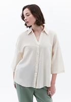 Women Beige Linen Blend Oversized Shirt