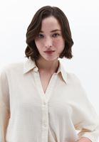 Women Beige Linen Blend Oversized Shirt