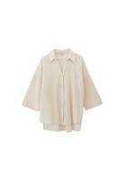 Women Beige Linen Blend Oversized Shirt