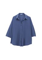 Women Blue Linen Blended Shirts