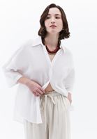 Women White Linen Blend Oversized Shirt