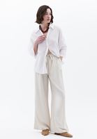 Women White Linen Blend Oversized Shirt
