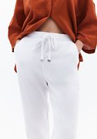 Bayan Beyaz Keten Karışımlı Carrot-Fit Pantolon