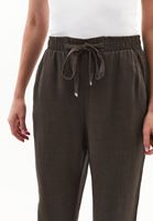 Women Brown Linen Blended High Rise Carrot-Fit pants