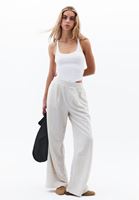Bayan Çok Renkli Keten Karışımlı Wide-Leg Pantolon