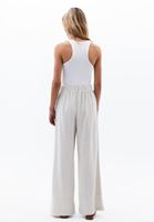 Bayan Çok Renkli Keten Karışımlı Wide-Leg Pantolon