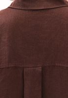 Women Brown Linen Button-Up Shirt