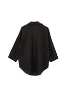 Bayan Siyah Keten Oversize Gömlek