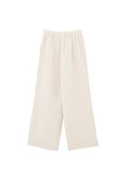 Bayan Bej Keten Yüksek Bel Wide-Leg Pantolon