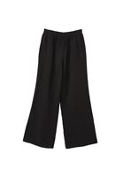 Bayan Siyah Keten Yüksek Bel Wide-Leg Pantolon
