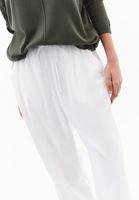 Bayan Beyaz Keten Karışımlı Baggy-Fit Pantolon