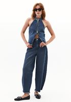 Bayan Mavi Halter Yaka Denim Bluz