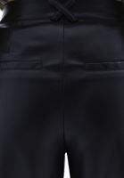 Bayan Siyah Vegan Deri Wide-Leg Pantolon