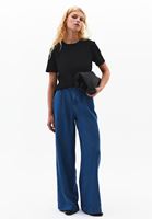 Bayan Mavi Orta Bel Wide-Leg Pantolon ( TENCEL™ )