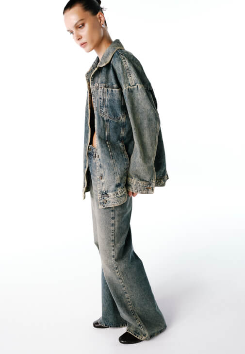 Boyfriend Denim Ceket ve Pantolon Kombini