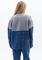 Bayan Mavi Denim Detaylı Oversize Sweatshirt