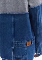 Bayan Mavi Denim Detaylı Oversize Sweatshirt