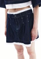 Women Navy Mid Rise Mini Skirt