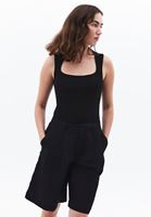 Women Black Modal Square Neck Tank Top