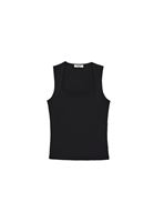 Women Black Modal Square Neck Tank Top
