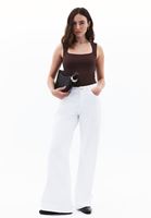 Women Brown Modal Square Neck Tank Top
