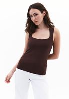 Women Brown Modal Square Neck Tank Top
