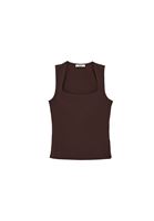 Women Brown Modal Square Neck Tank Top
