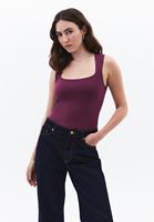 Women Purple Modal Square Neck Tank Top