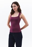Women Purple Modal Square Neck Tank Top