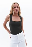 Women Khaki Modal Square Neck Tank Top