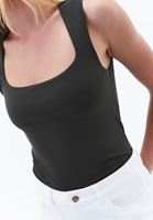 Women Khaki Modal Square Neck Tank Top