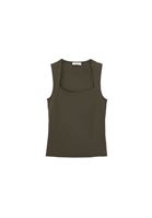 Women Khaki Modal Square Neck Tank Top