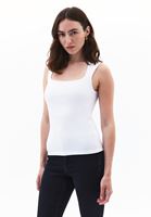 Women White Modal Square Neck Tank Top