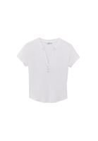 Women White Modal Button-Detail T-Shirt