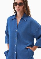 Bayan Mavi Çıtçıtlı Denim Gömlek (TENCEL™ )