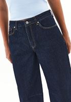 Women Navy Mid Waist Barrel-Fit Jeans